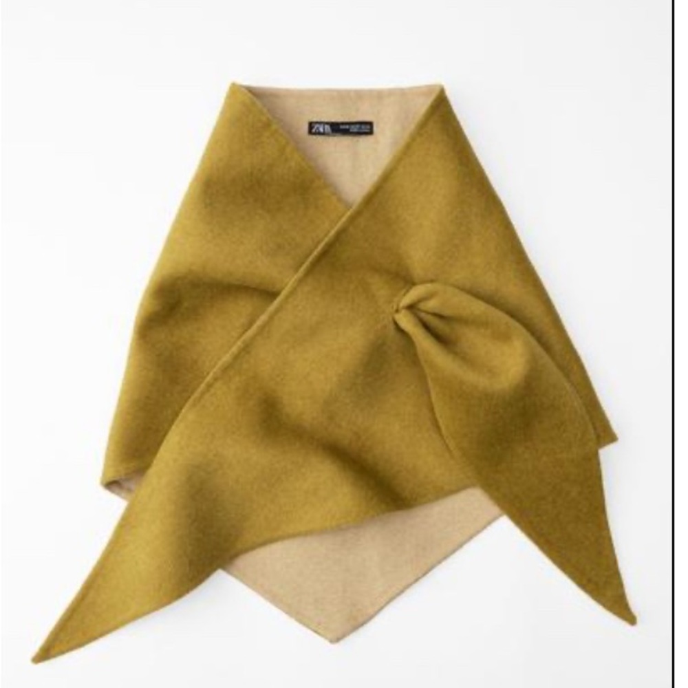 Zara Camel Olive Green Wrap Scarf